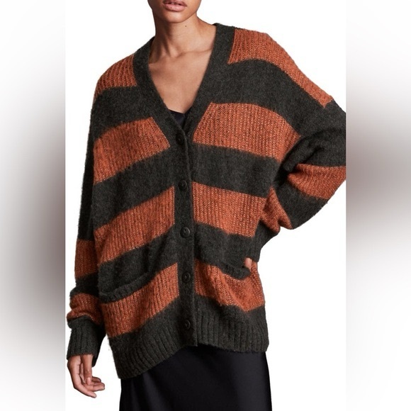 All Saints Sweaters - All Saints Charcoal and Rust Knit Sweater Size S